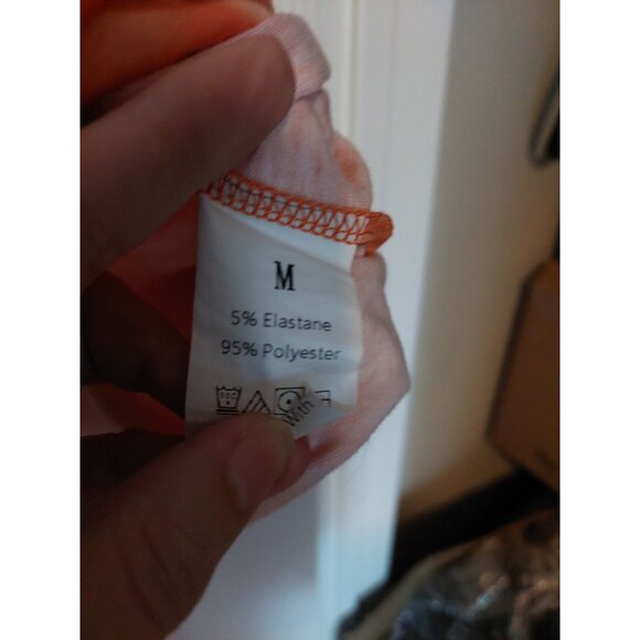 Orange Tie-Dye Sleeveless V-Neck Tank t"Its All Messy" Print Medium Size 95% Pol - Picture 2 of 3